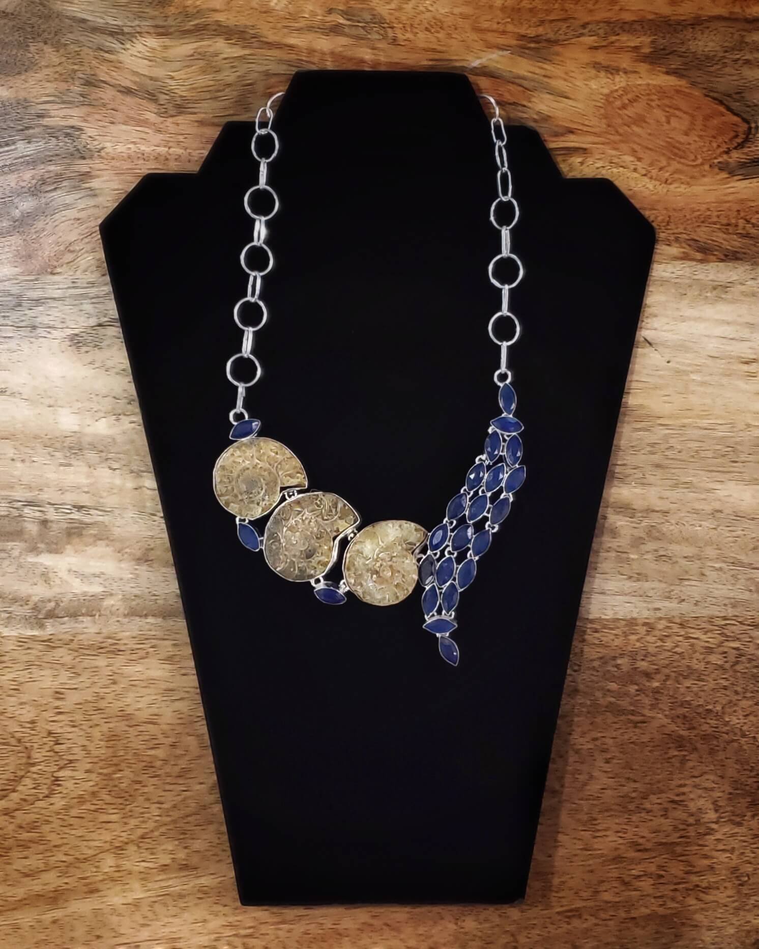 Green and blue statement necklace